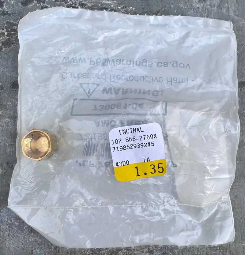 1/4-Inch Compression Brass Cap – Plf 761Cx Model (Part #730081-04) 1