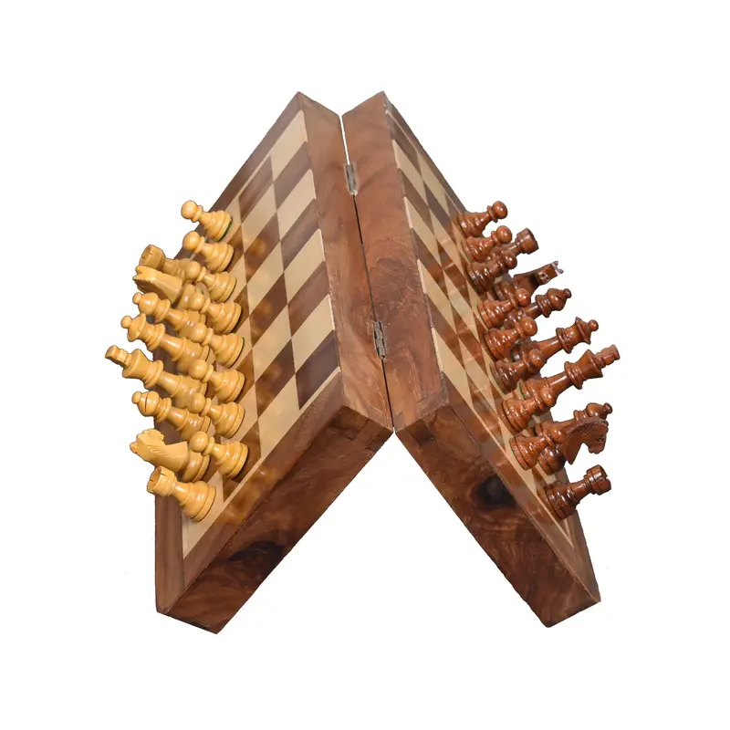 10-Inch Wooden Magnetic Travel Chess Set – Golden Rosewood Finish – Usa Warehouse Clearance 1