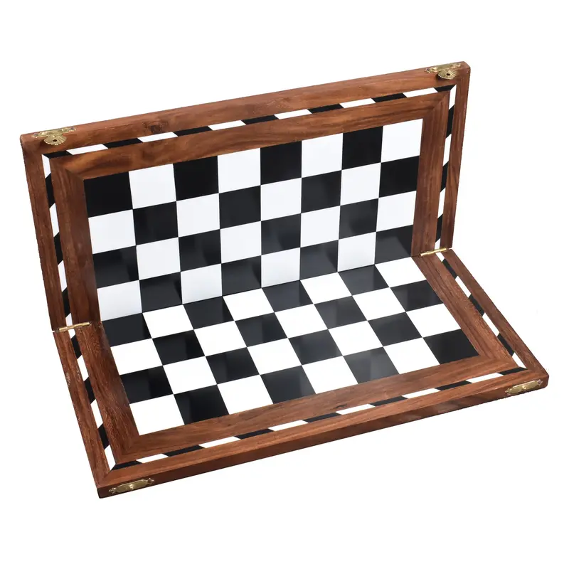 14-Inch Library Series Folding Chess Board – Golden Rosewood And Acrylic Ivory 1