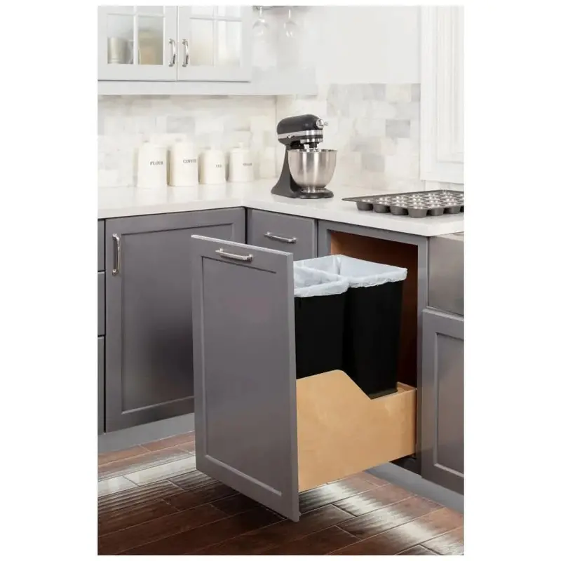 18" Dual 50-Qt Soft-Close Trash Rollout – Wood-Bottom Mount, Door-Mount Hardware Resources 1