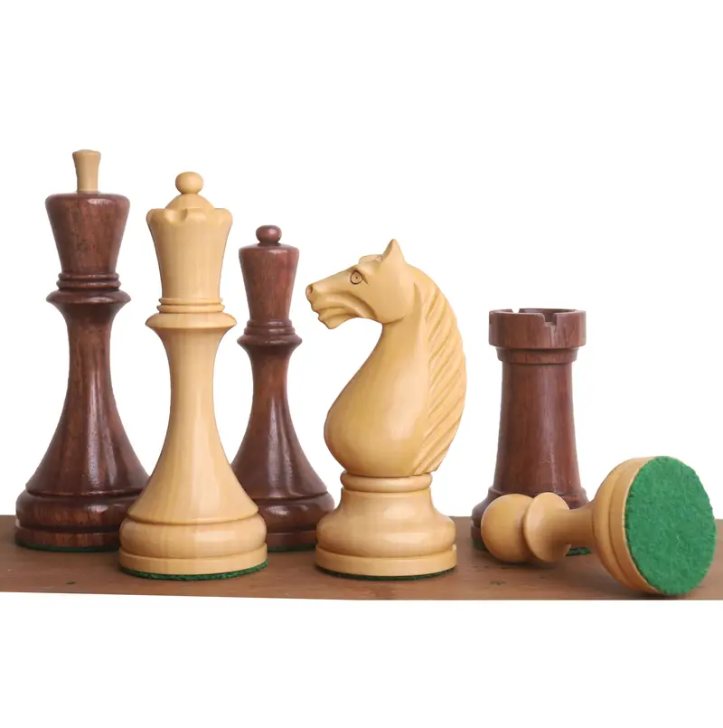 1935 Botvinnik–Flohr Ii Soviet Chess Pieces – Slightly Imperfect, Golden Rosewood, 4.4" King 1