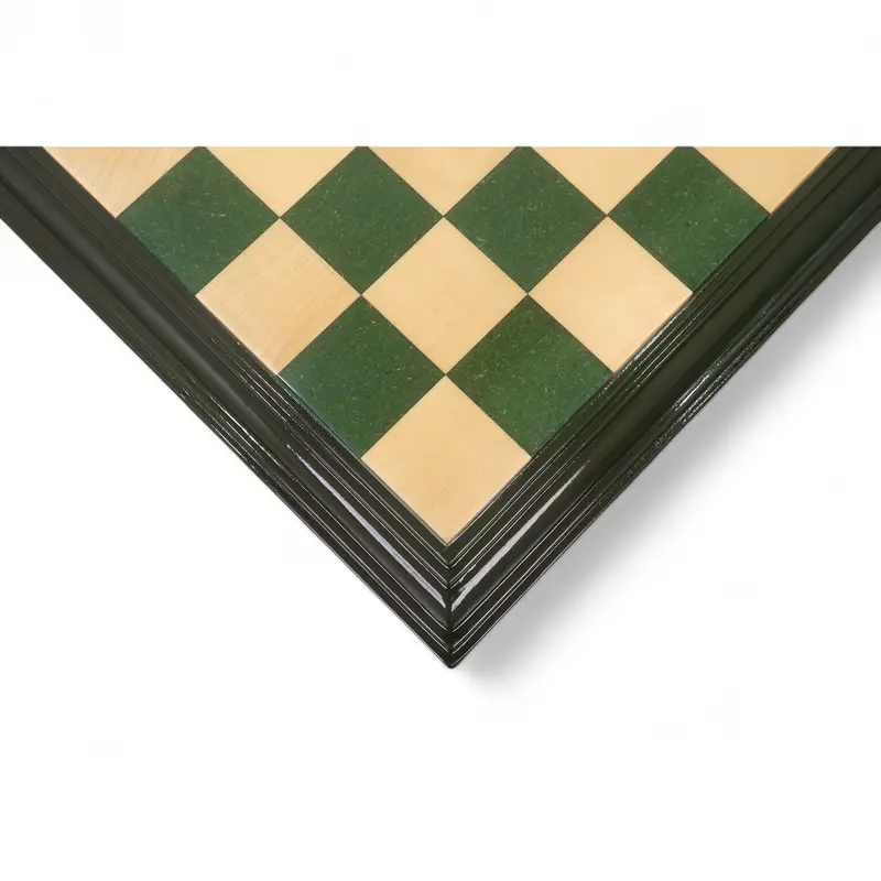 21-Inch Handcrafted Hdmr Chess Board – Green And Maple With Decorative Edges 1