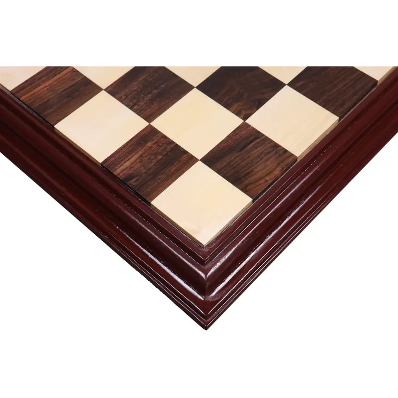 21-Inch Rosewood & Maple Luxury Chessboard – Carved Border, 57Mm Squares 1