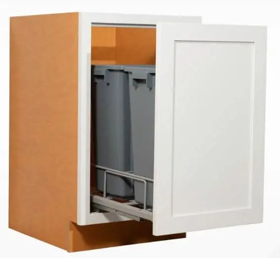 21-Inch Trash Can Pull-Out Base Cabinet – Snow White Inset Shaker Finish 1