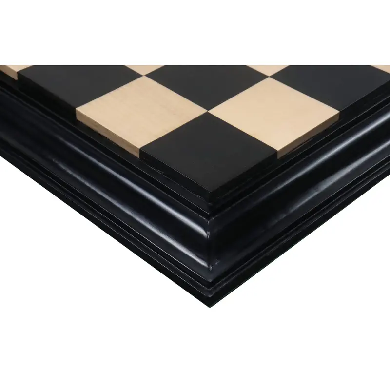23-Inch Luxury Chess Board – Ebony & Maple With Carved Edge, 63Mm Squares 1