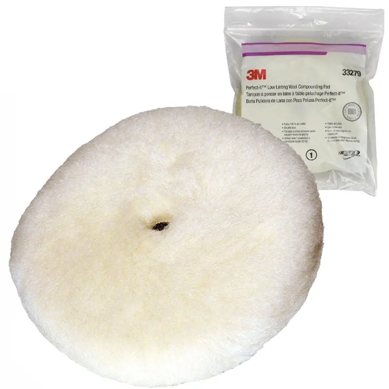 3M Perfect-It Wool Compounding Pad, 9 In, Double-Sided, White 33279 1