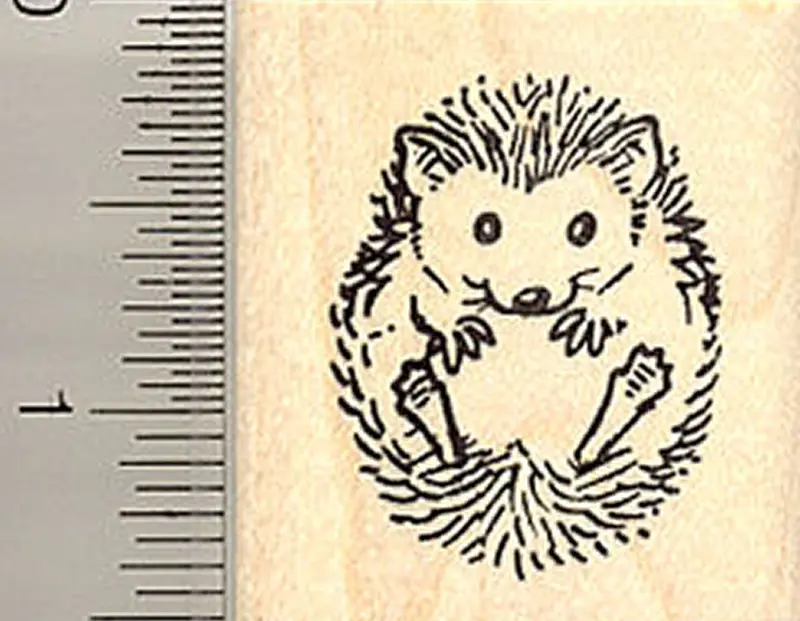 Adorable Hedgehog Rubber Stamp – Mini Wildlife Craft Stamp 1