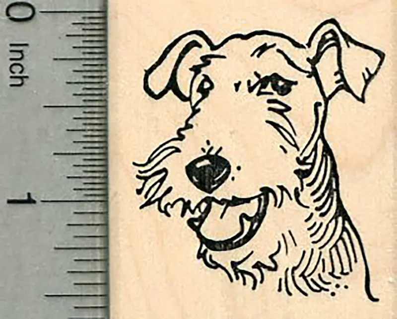 Airedale Terrier Portrait Rubber Stamp 1