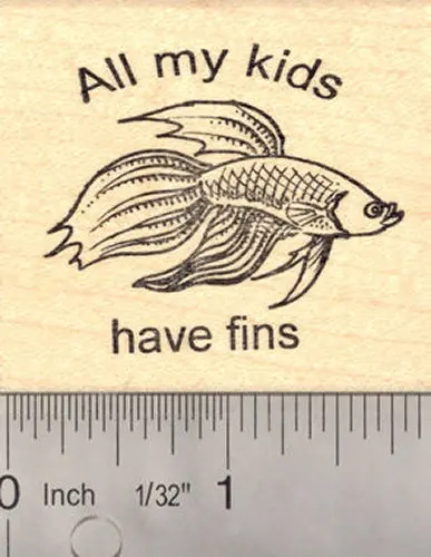 'All My Kids Have Fins' Fish-Themed Rubber Stamp 1