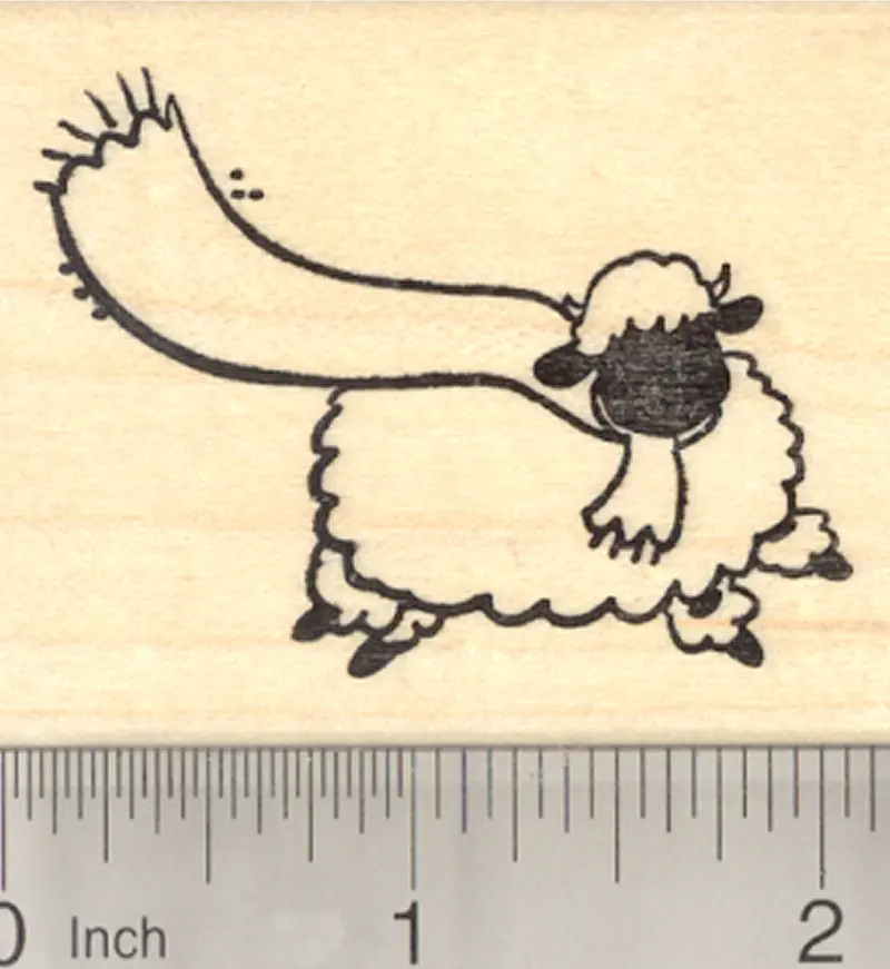 Alpine Holiday Rubber Stamp: Valais Blacknose Sheep In Scarf 1