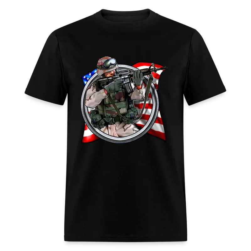 American Soldier With Flag T-Shirt – Military Tribute Casual Tee 1