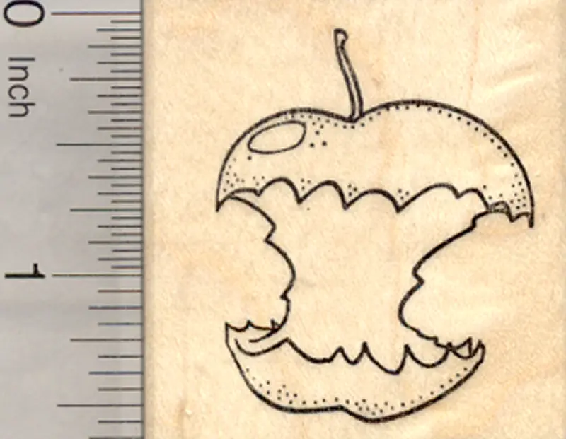 Apple Core Rubber Stamp – Fresh Fruit Illustration 1