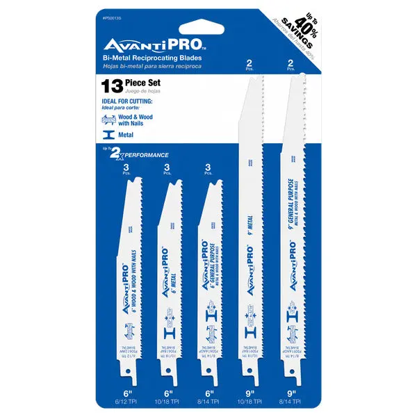 Avantipro Ps0013S 13-Piece Reciprocating Saw Blade Kit For Wood, Nailed Wood & Metal 1