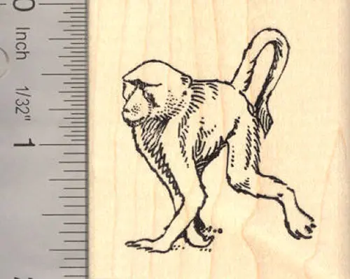 Baboon Monkey Profile Rubber Stamp 1