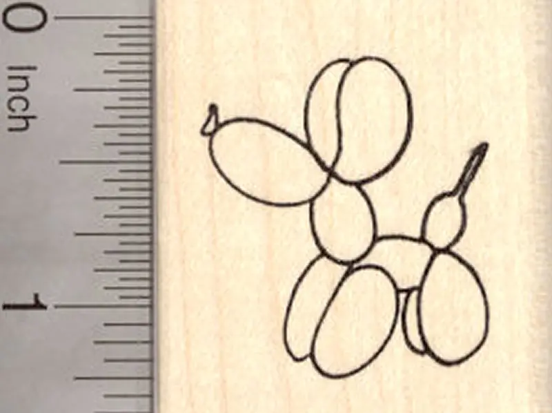 Balloon Animal Dog Rubber Stamp – Fun Canine Party Design 1