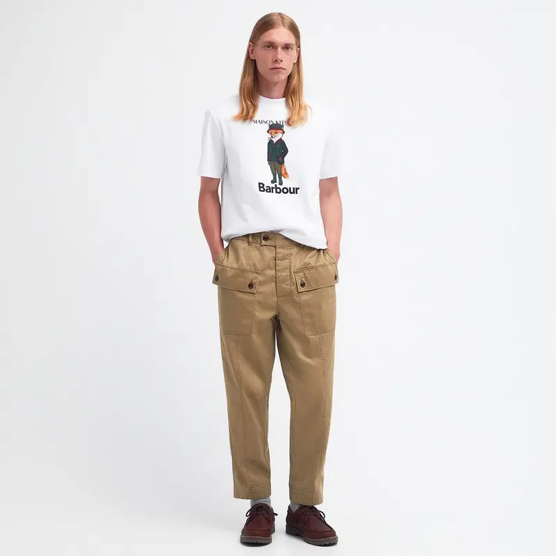 Barbour X Maison Kitsuné Trench-Style Cargo Trousers In Olive 1