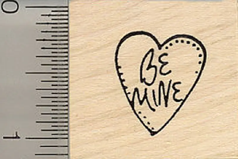 ‘Be Mine’ Valentine Heart Rubber Stamp – Romantic Holiday Design 1