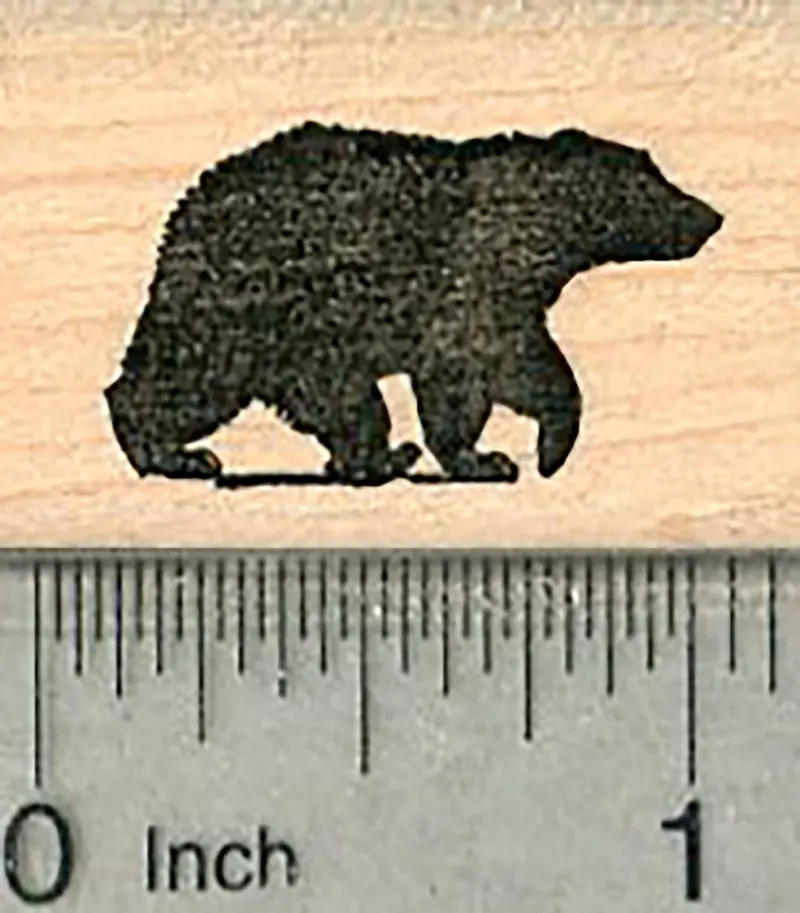 Bear Silhouette Rubber Stamp — Minimalist Wildlife Craft Element 1
