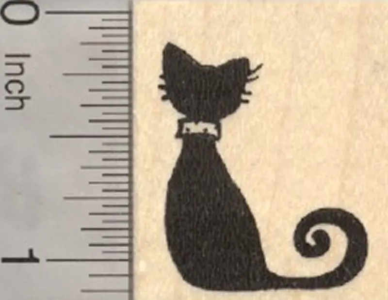 Black Cat Rubber Stamp – Classic Superstition-Inspired Halloween Icon 1