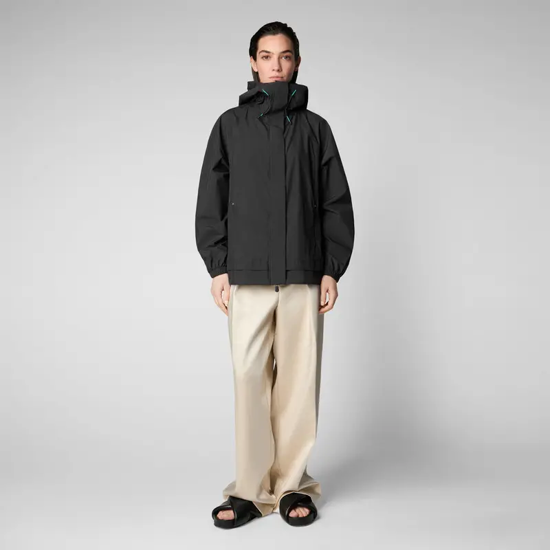 Black Suki Hooded Women'S Rain Jacket 1