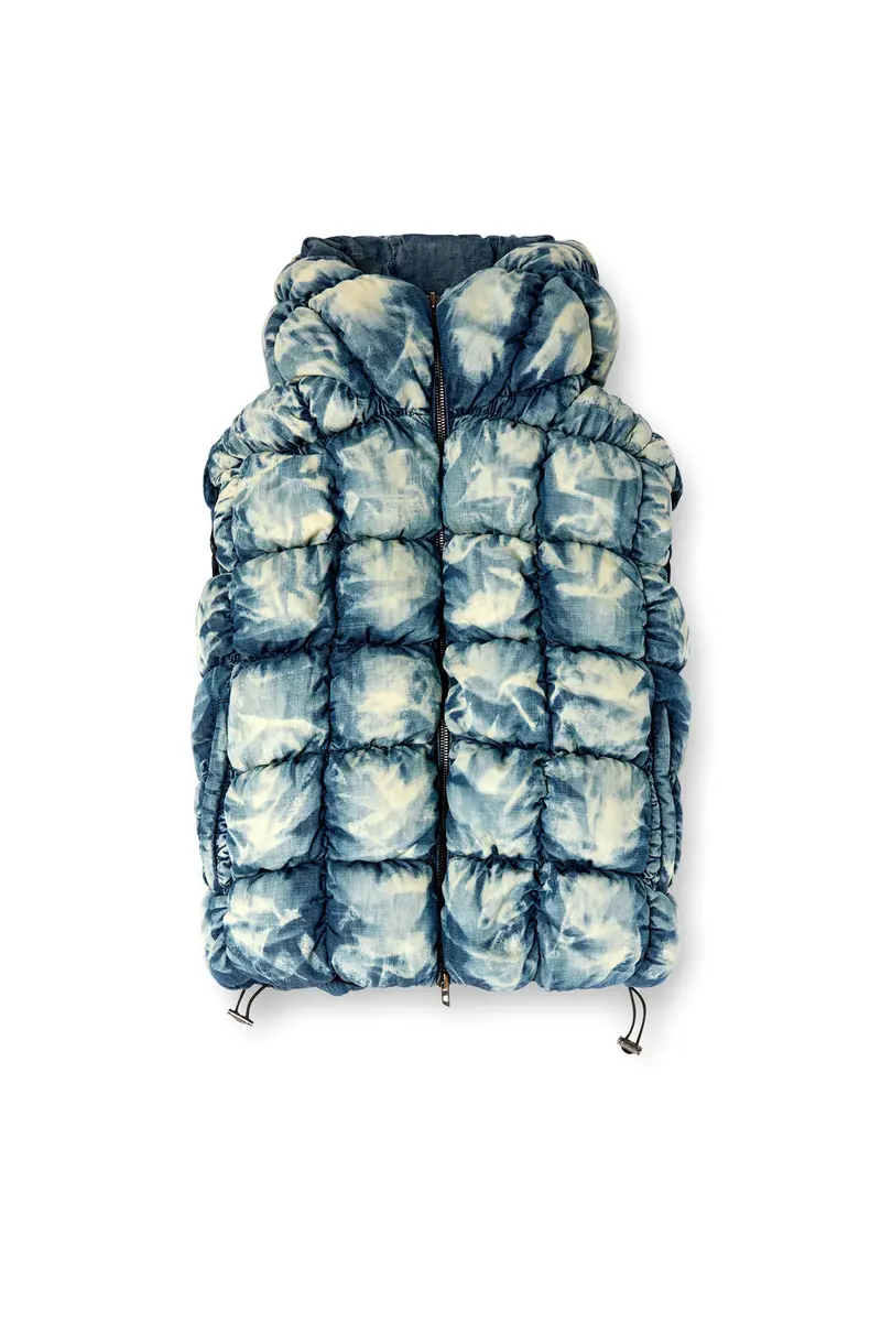 Blue Tie-Dye Denim Puffer Vest – W-Thys 1