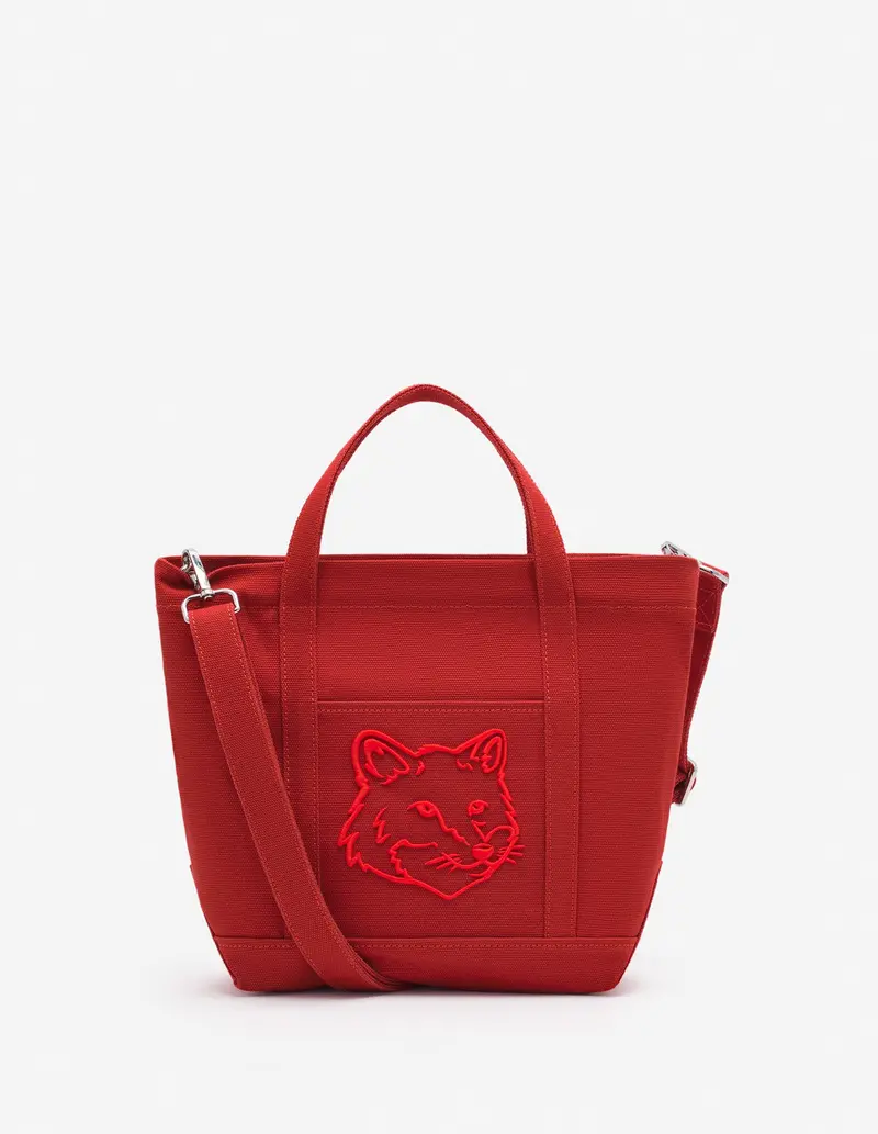 Bold Burnt Red Mini Tote Bag With Fox Motif 1