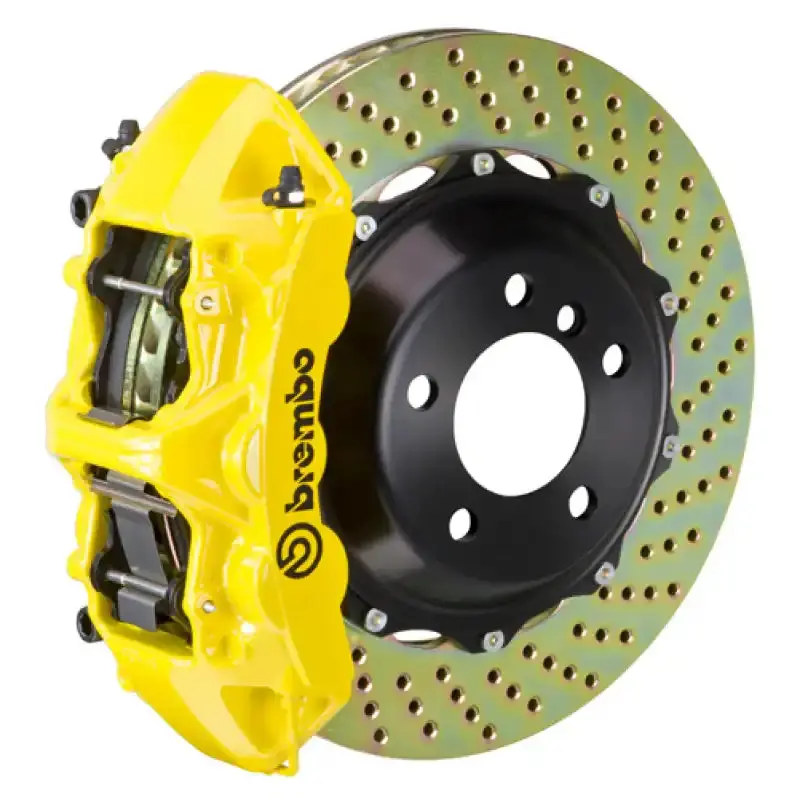 Brembo Front Gt Big Brake Kit For 2006–2009 Honda S2000: 6-Piston Calipers, 355Mm Drilled Two-Piece Rotors In Yellow Finish 1
