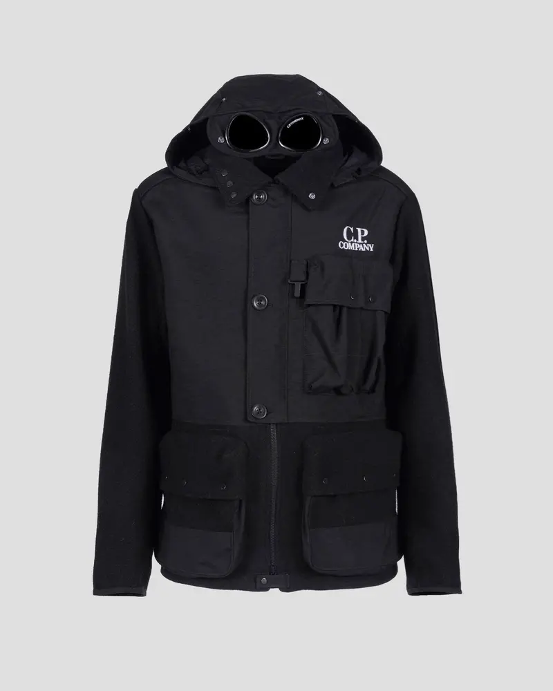 C.P. Company Mixed-Goggle Duffel Jacket In Black 1