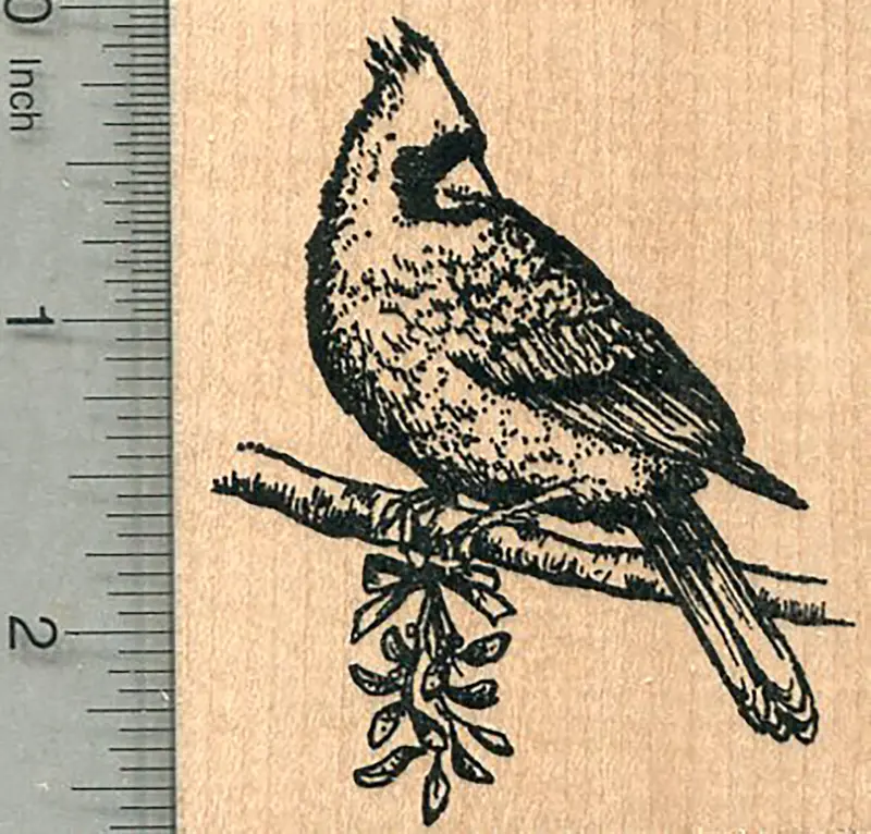 Cardinal Bird Stamp – Vibrant Red Songbird Illustration 1