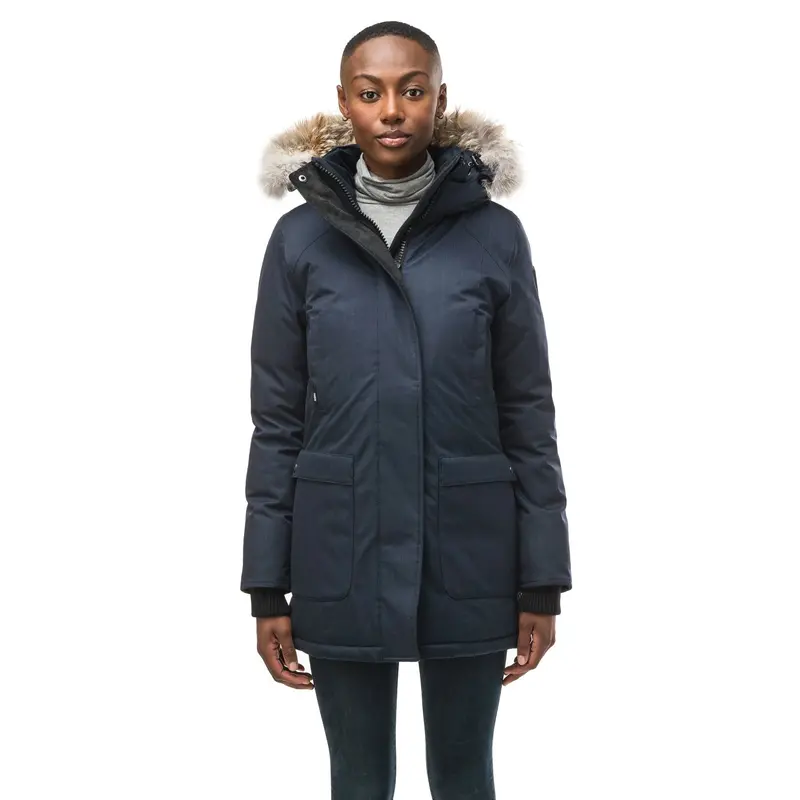 Carla Women’S Navy Parka With Detachable Hood 1