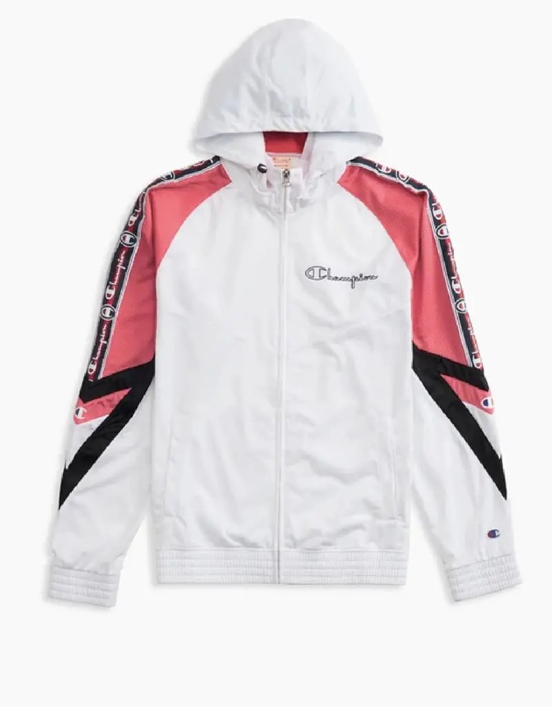 Champion Europe Archive Jacquard Logo Hooded Track Jacket – White 1