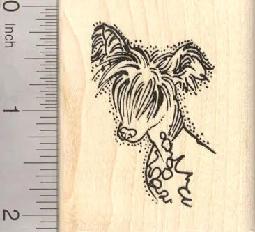 Chinese Crested Dog Art Rubber Stamp 1