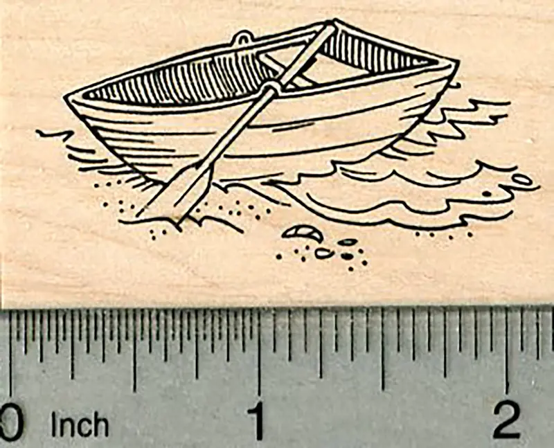 Classic Dinghy Rowboat Rubber Stamp – Nautical Travel & Adventure Motif 1