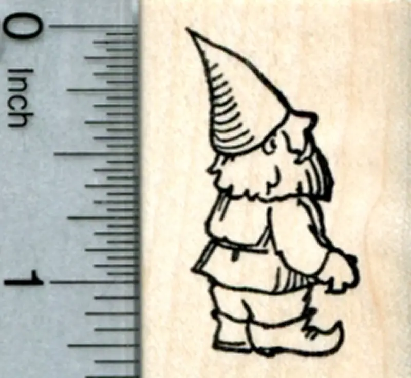 Classic Garden Gnome Rubber Stamp – Whimsical Outdoor Decor 1