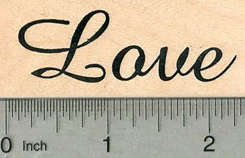 Classic Love Symbol Rubber Stamp – Heart & Script Accent 1