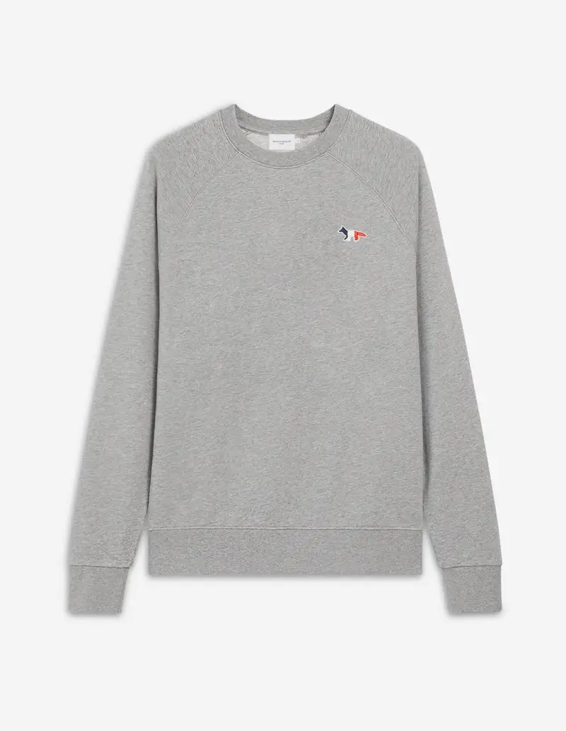 Clean-Fit Sweatshirt With Tricolor Fox Patch – Grey Melange 1