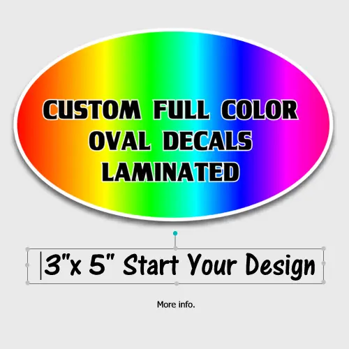 Custom Full-Color Euro Decals – 3" X 5" Oval Shape 1