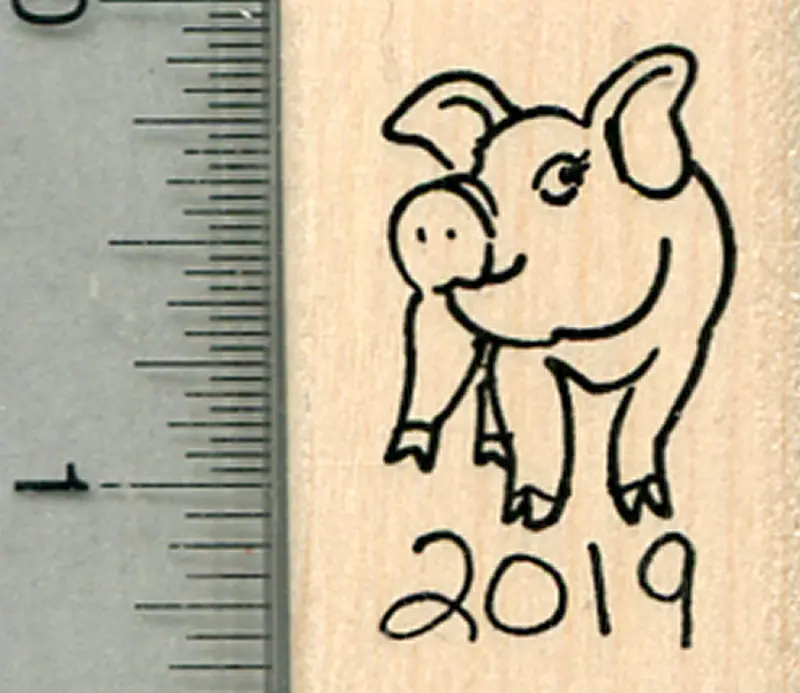 Cute Year Of The Pig Rubber Stamp – 2019 Chinese Zodiac Design 1