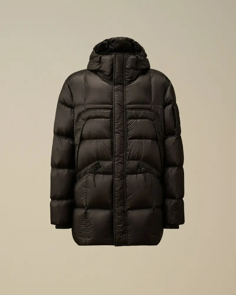 D.D. Shell Long Hooded Down Jacket – Classic Black 1