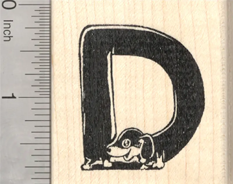 Dark-Coat Dachshund Rubber Stamp – Wiener Dog Forming The Letter D 1