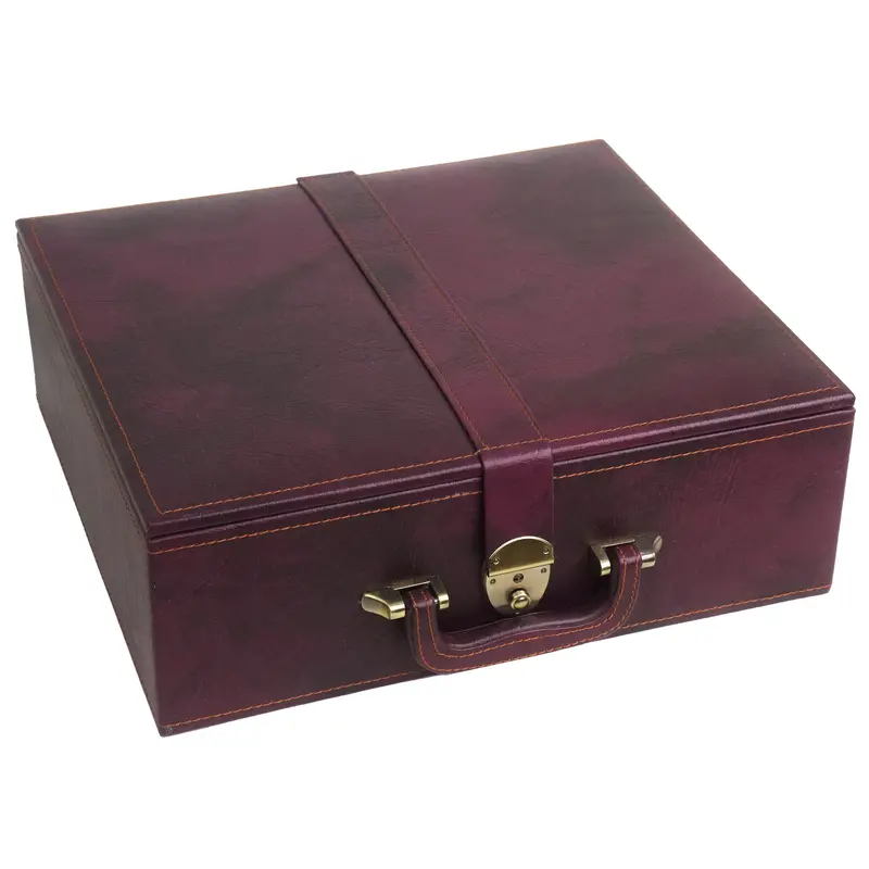 Deluxe Burgundy Leatherette Coffer – Designed For 4.2–4.6-Inch Chess Sets 1