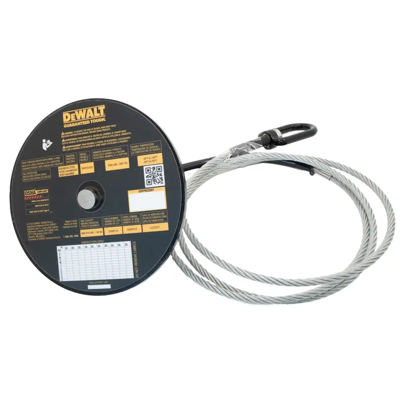 Dewalt Drop-Through Anchor Kit With 6" Base Plate & 6-Foot Cable – Dfp Safety Dxfp822001 1