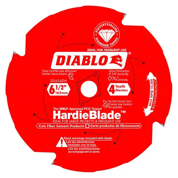 Diablo 6-1/2" 4-Tooth Pcd Hardieblade For Fiber Cement Board Cutting 1