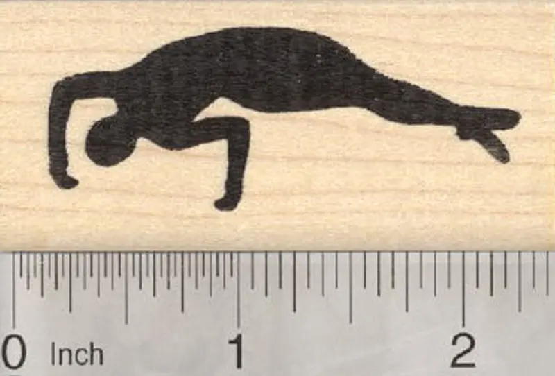 Diver Silhouette Rubber Stamp – Dynamic Airborne Diving Pose 1