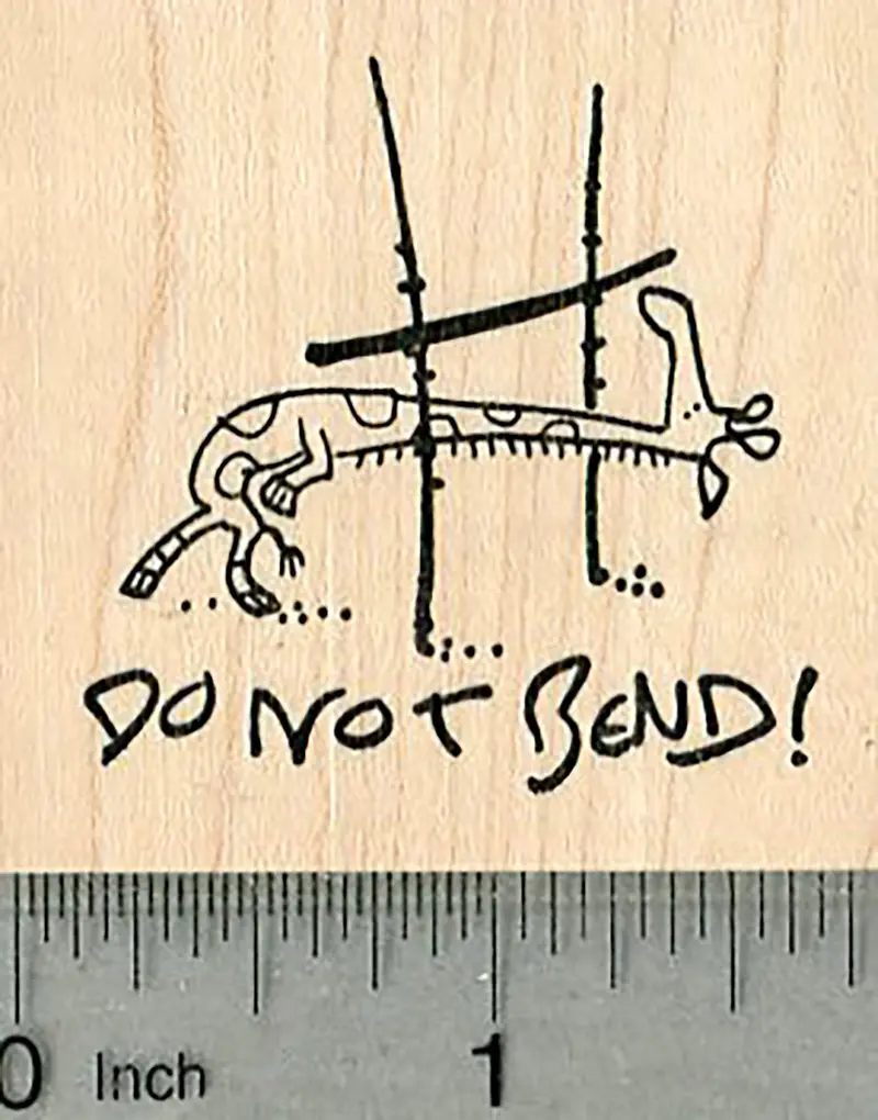 'Do Not Bend' Giraffe Stamp – Limbo Pose Design 1