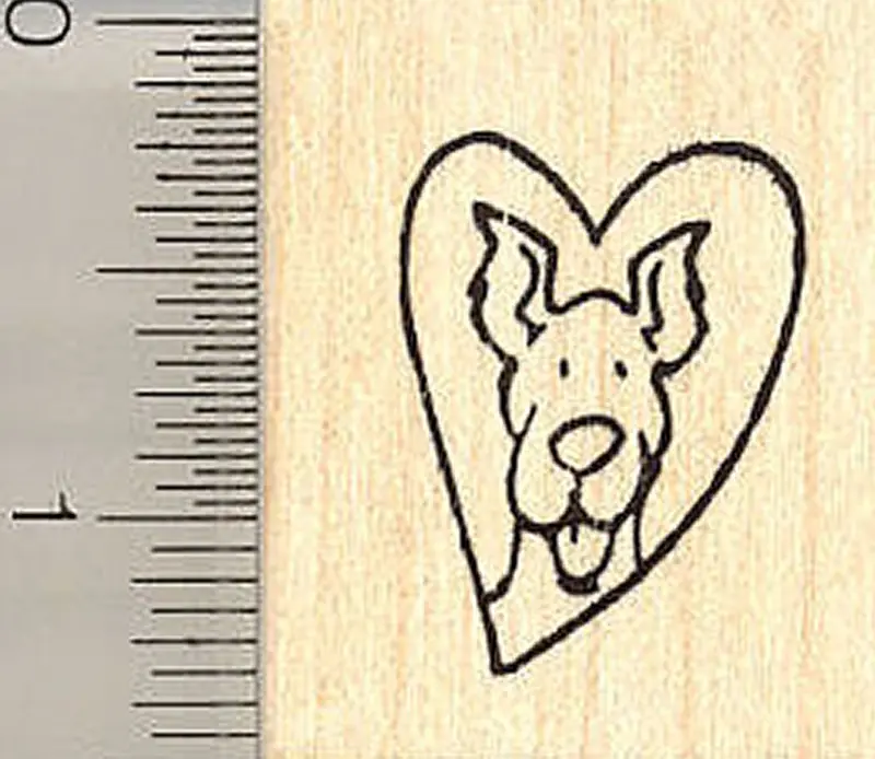 Dog Embraced In Heart Rubber Stamp – Pet-Love Themed Impression 1
