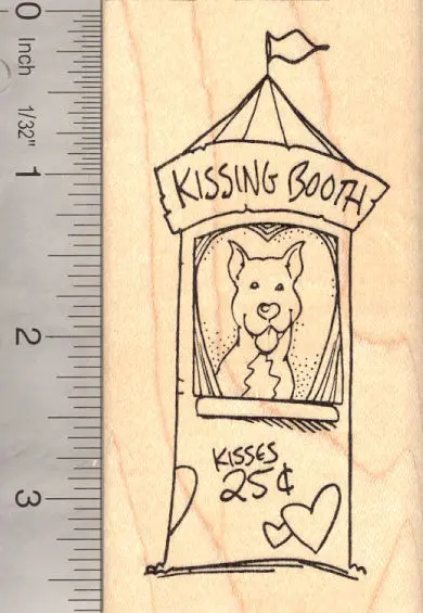 Dog Kissing Booth Stamp – Boxer, Great Dane & Pitbull 1