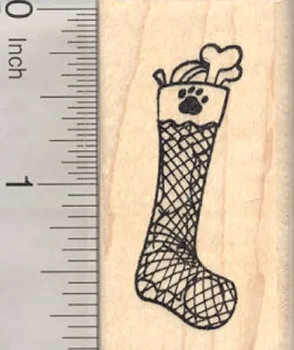 Dog-Shaped Christmas Stocking Rubber Stamp 1