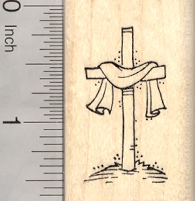 Easter Cross Rubber Stamp – Christian Symbol With Elegant Line Art 1