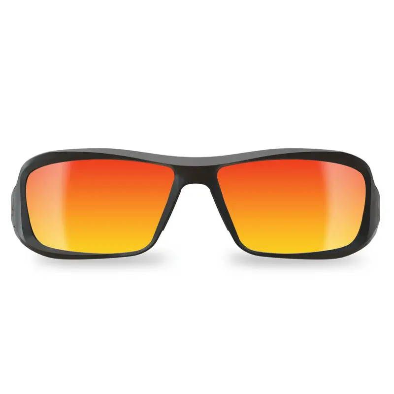 Edge Eyewear Brazeau Xbap139 Safety Glasses: Black Frame, Aqua Precision Red Mirror Lens 1